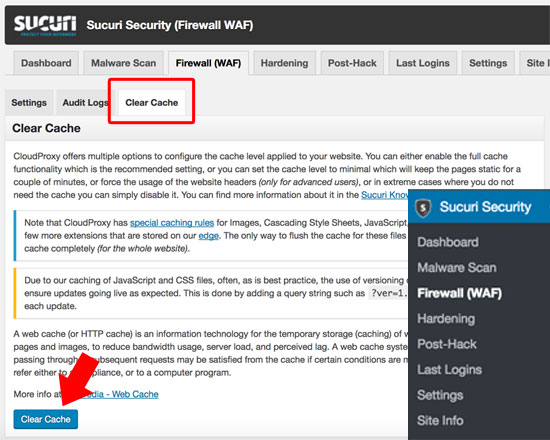 Sucuri Clear Cache