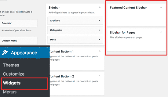 Add widgets to custom sidebar