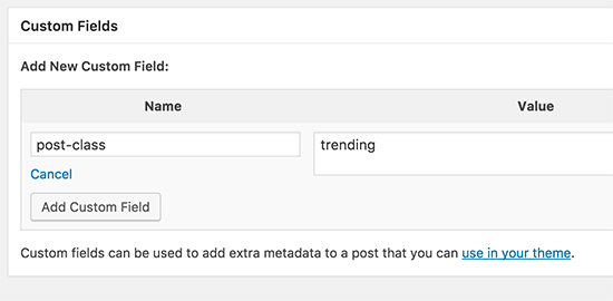 Add post class as a custom field