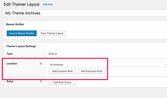 Archive layout settings