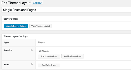 Singular layout settings