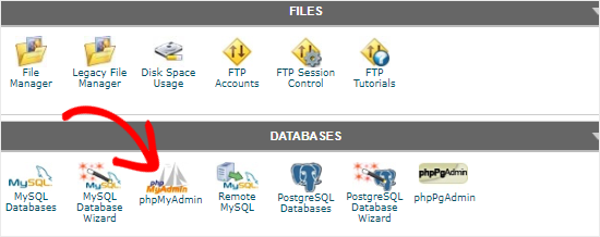 cPanel open phpMyAdmin