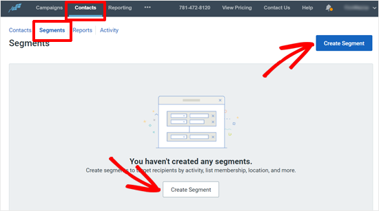 Create Segment Button in Constant Contact