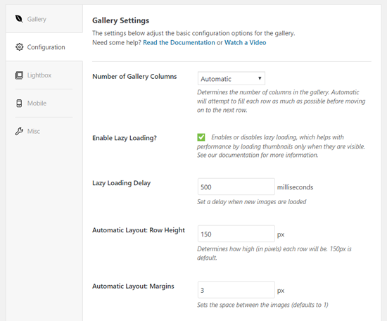 Configure Envira Gallery Settings