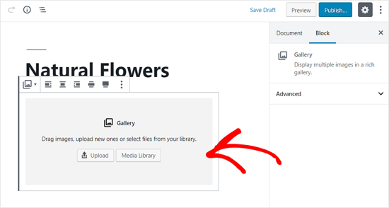 Image Upload Options in WordPress Gallery Block