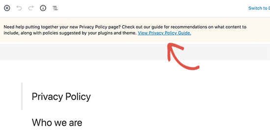 View WordPress privacy policy guide for tips