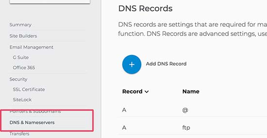 Domain DNS Settings