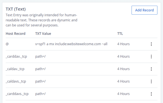 DNS TXT records in Bluehost