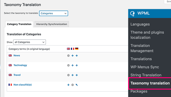 Translate categories and tags