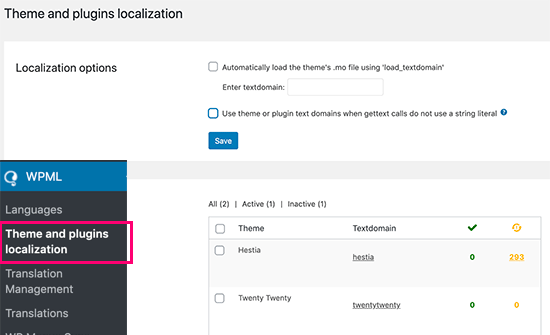 WPML themes & plugin translations