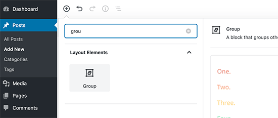 Add group block