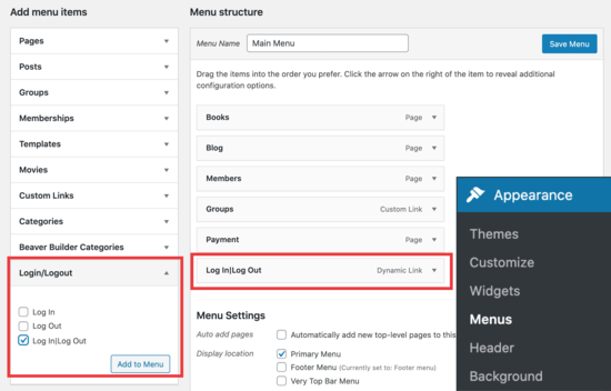 Login Logout menu WordPress plugin