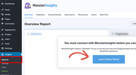 Launch MonsterInsights set up wizard