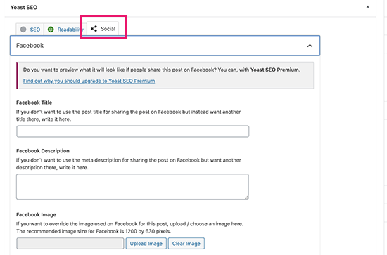 Set open graph meta data for post and pages