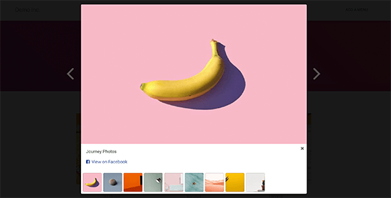 Facebook album lightbox popup in WordPress post