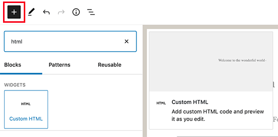 Adding custom HTML block in WordPress