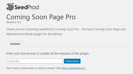 Enter your SeedProd license.</p>
You can find this in your Account area on the SeedProd site.