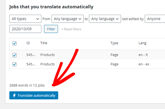 Click the button to run the automatic bulk translator