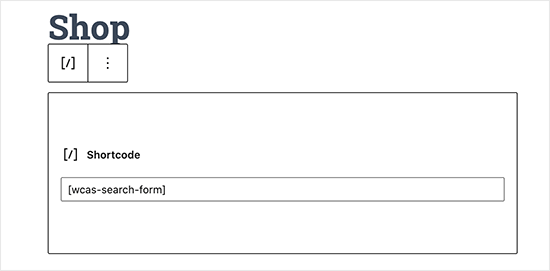 Adding the shortcode block