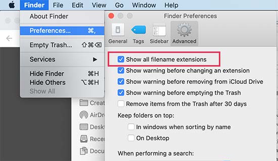 Show file extension on Mac