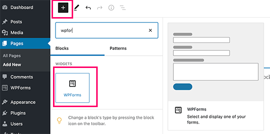 WPForms block