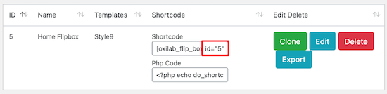 Flipbox widget id