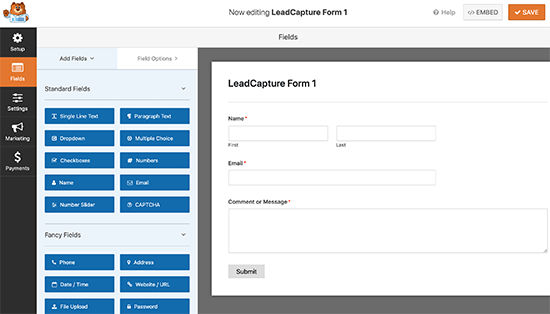 WordPress form builder