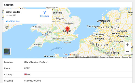 Geolocation pointed on Google map for your WordPress lead form