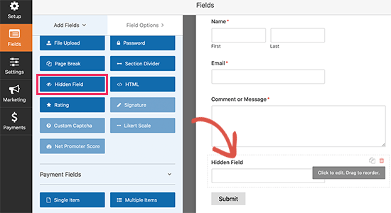 Adding a hidden field to your WordPress form