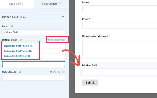 Track post or page where form is embedded